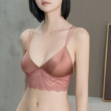 101087 素绉缎蕾丝短背心文胸