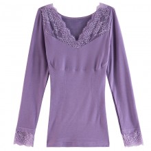 103029 女士蕾丝款加绒保暖长袖