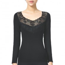 103021 蕾丝无缝加绒打底衫